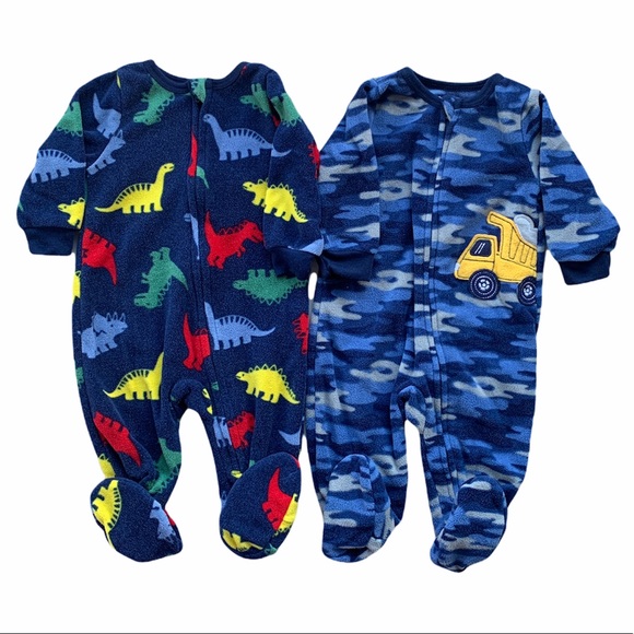 Absorba 2 Bundle Set Fleece Footed Onesie PJ 6M - Picture 1 of 7